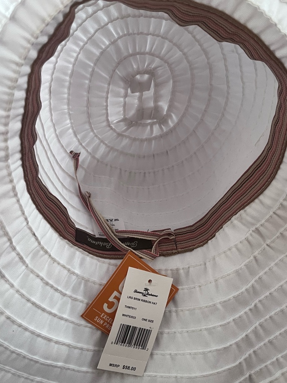 Tommy Bahama packable washable White Wide Brim Sun Hat with Buckle Accent - Picture 3 of 5
